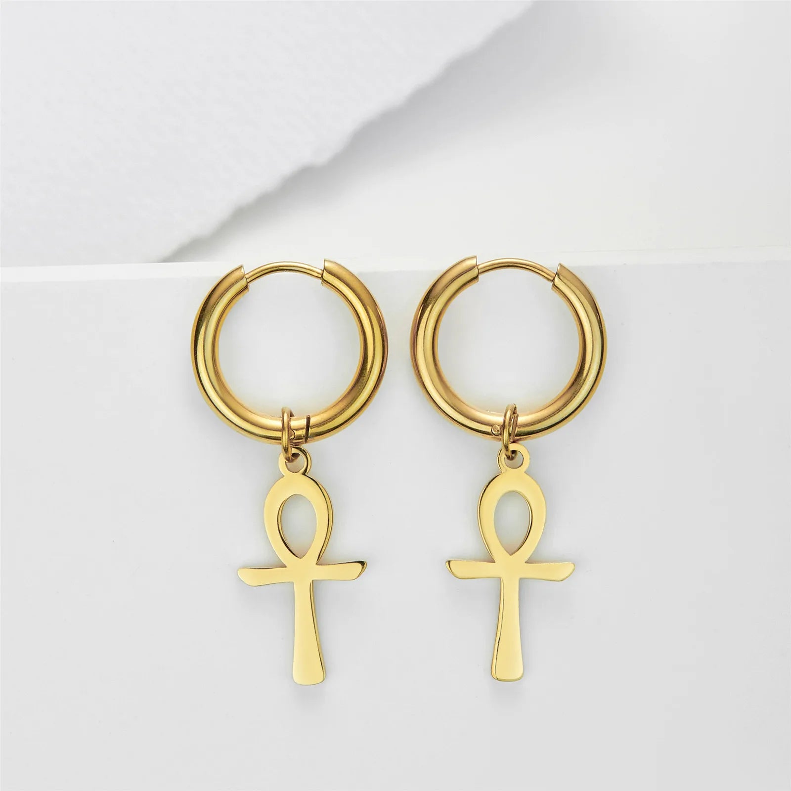 Ankh Cross Drop Earrings