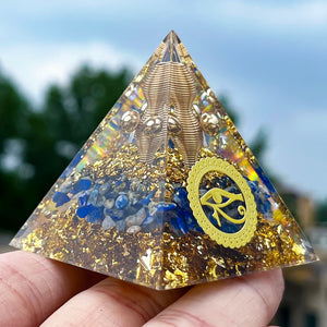 Eye of Horus Lapis Lazuli Orgone Pyramid - Protection