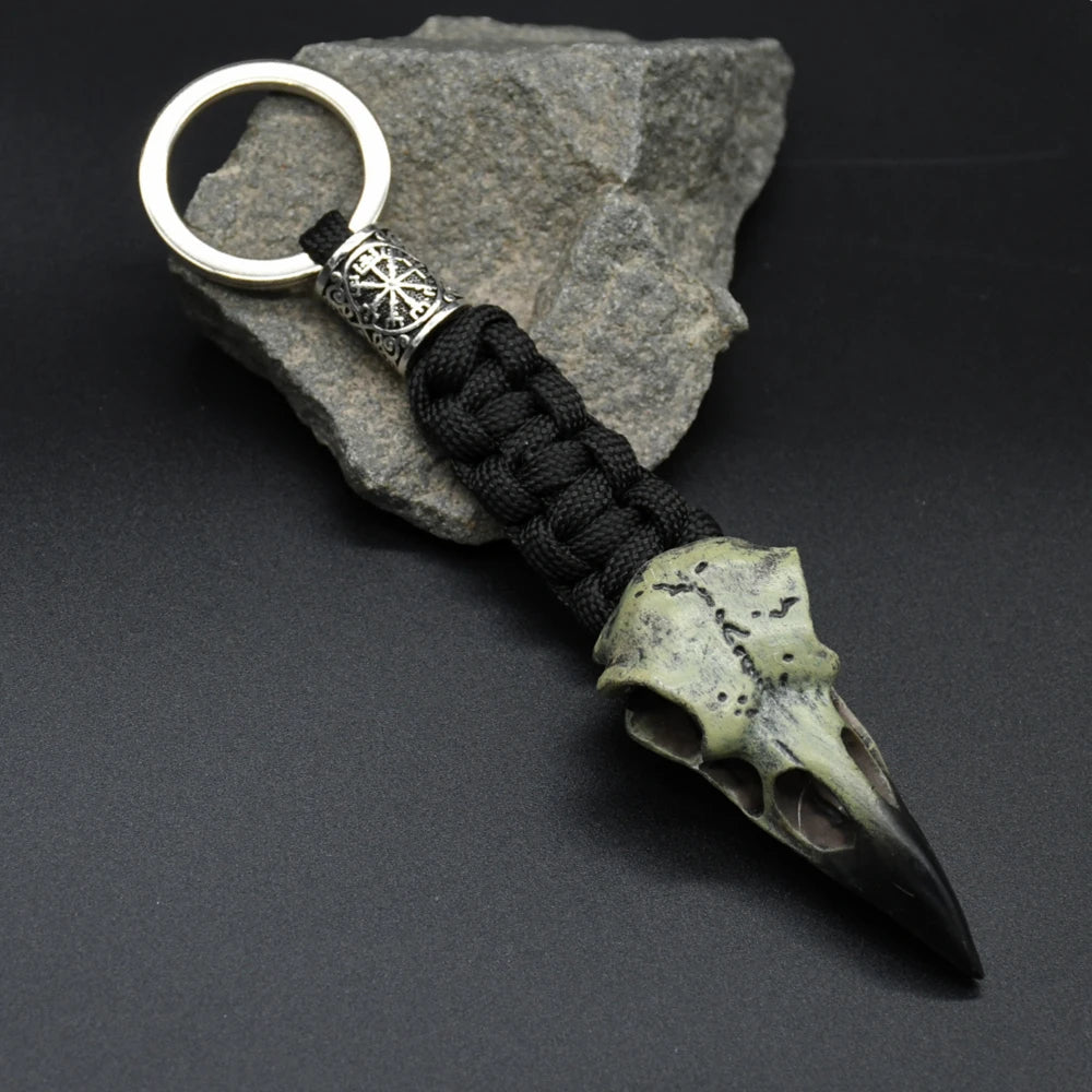 Raven Head Skull Keychain