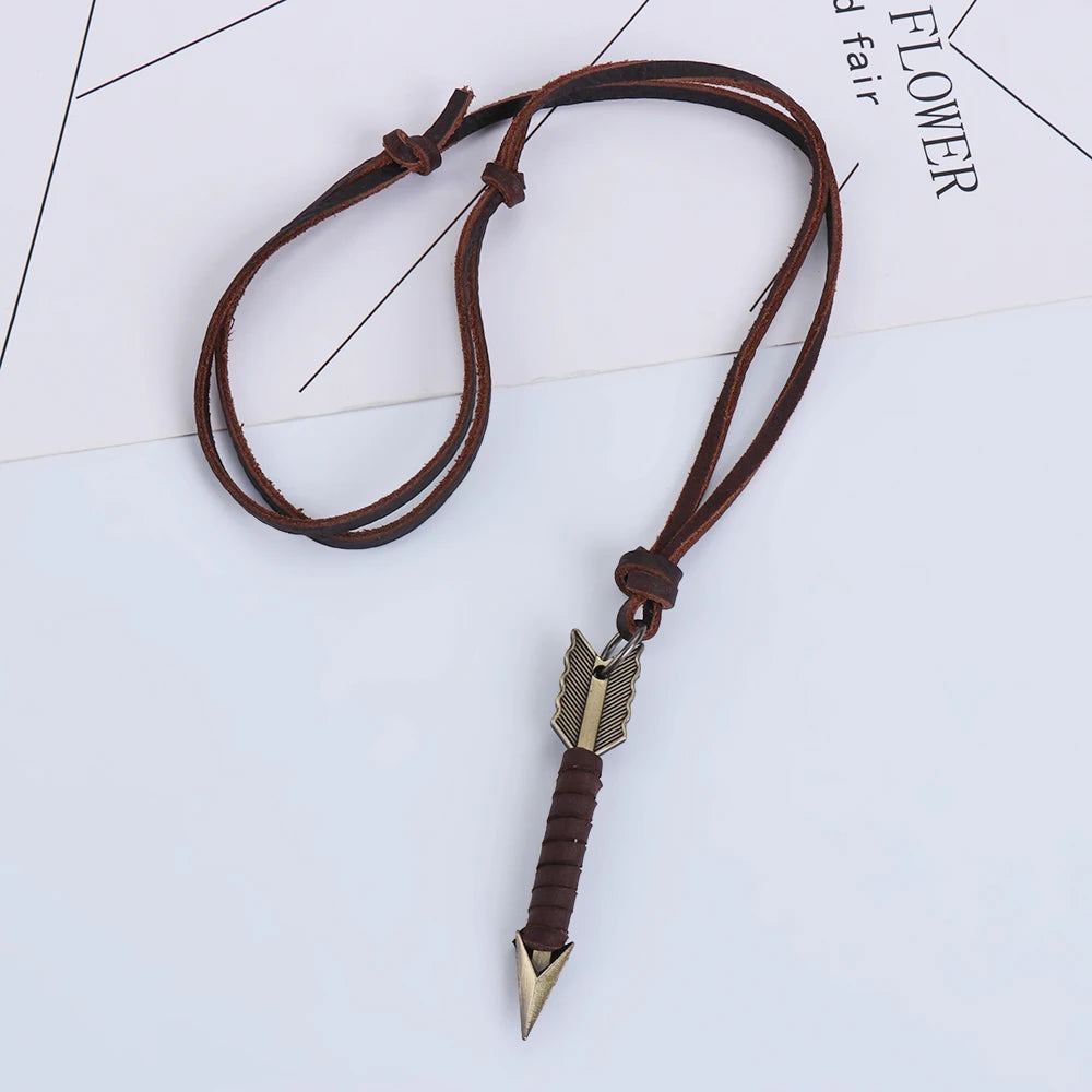 Arrow Leather Pendant Necklace