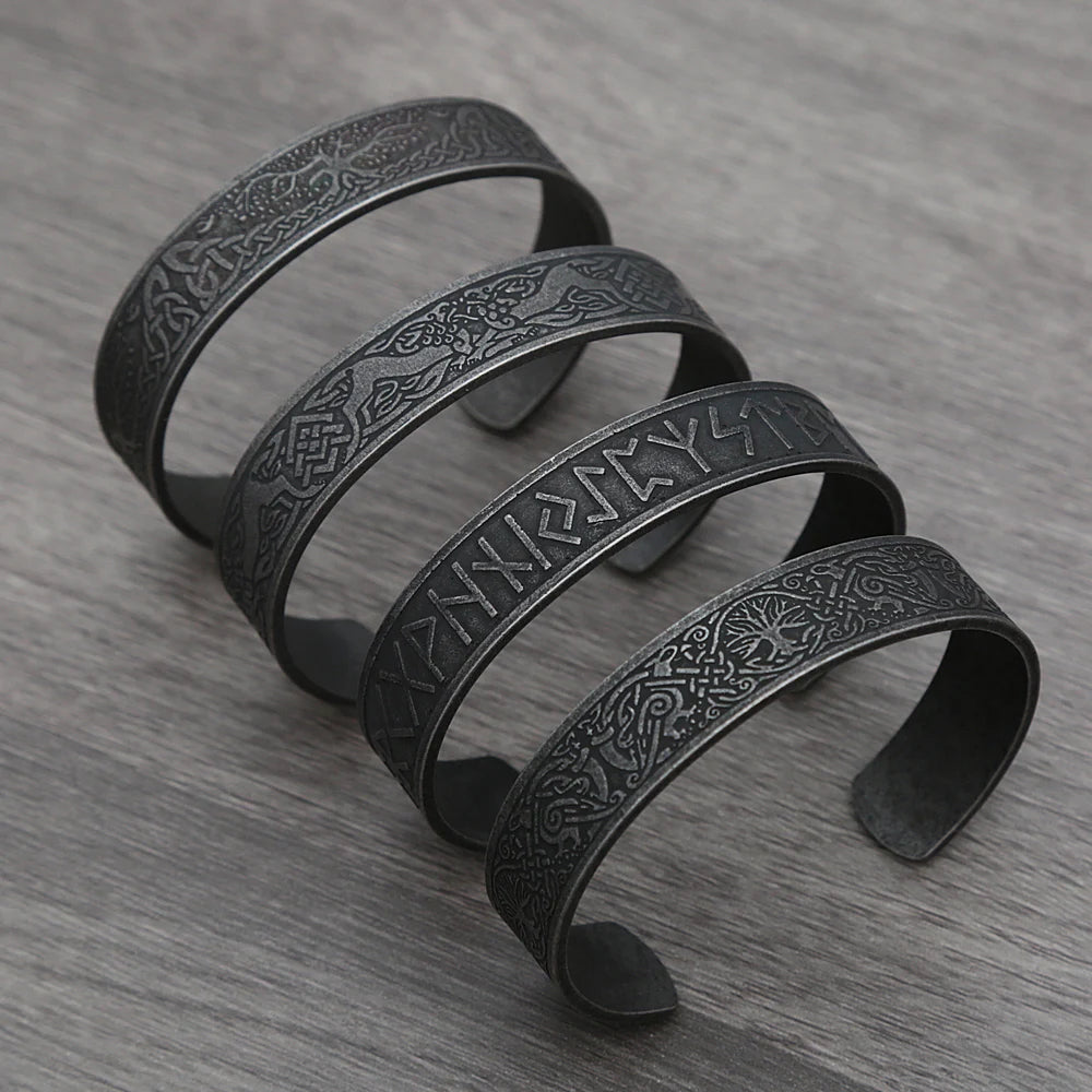 Nordic Runes Cuff Bracelet