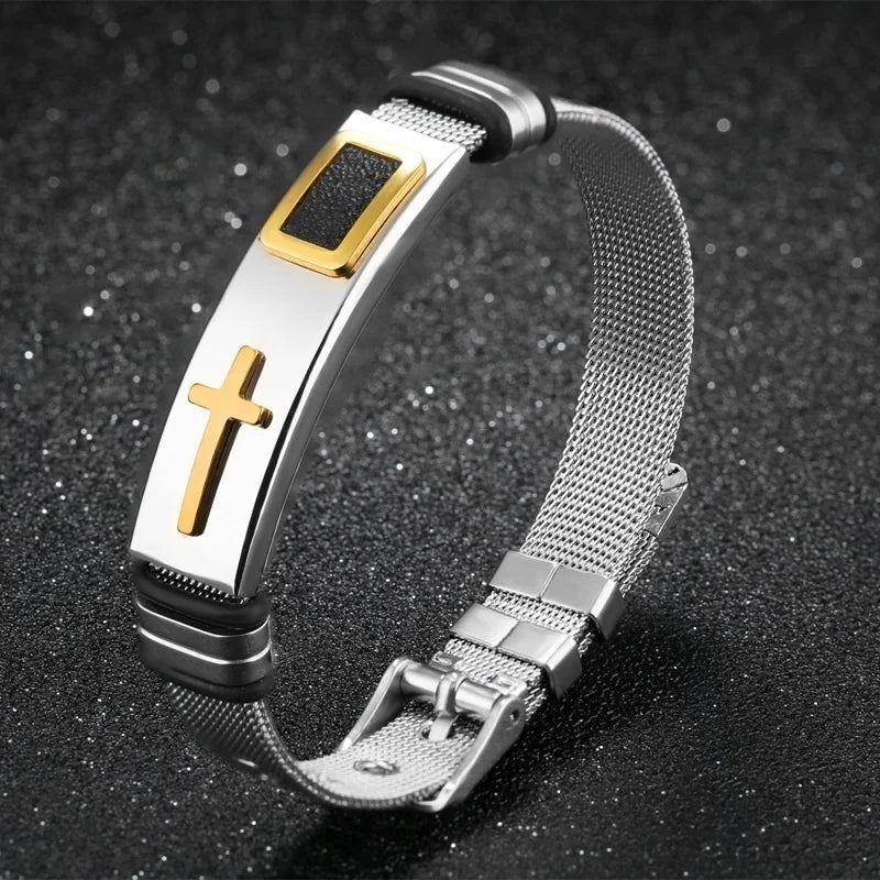 Cross Steel Belt Bracelet