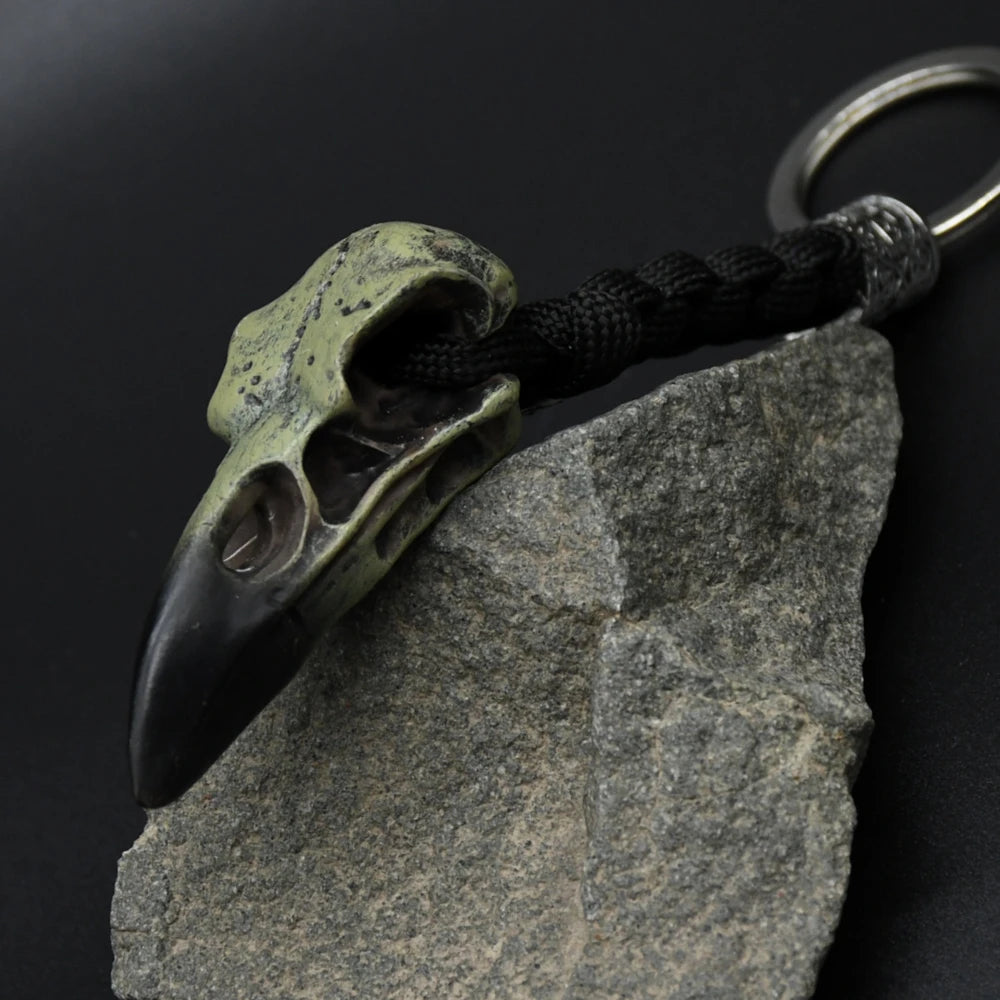 Raven Head Skull Keychain