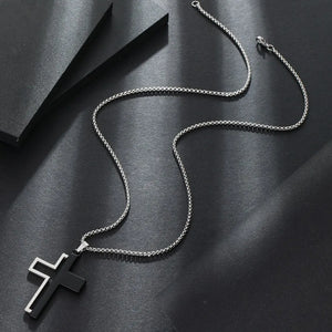 Black & White Cross Necklace – Blessed