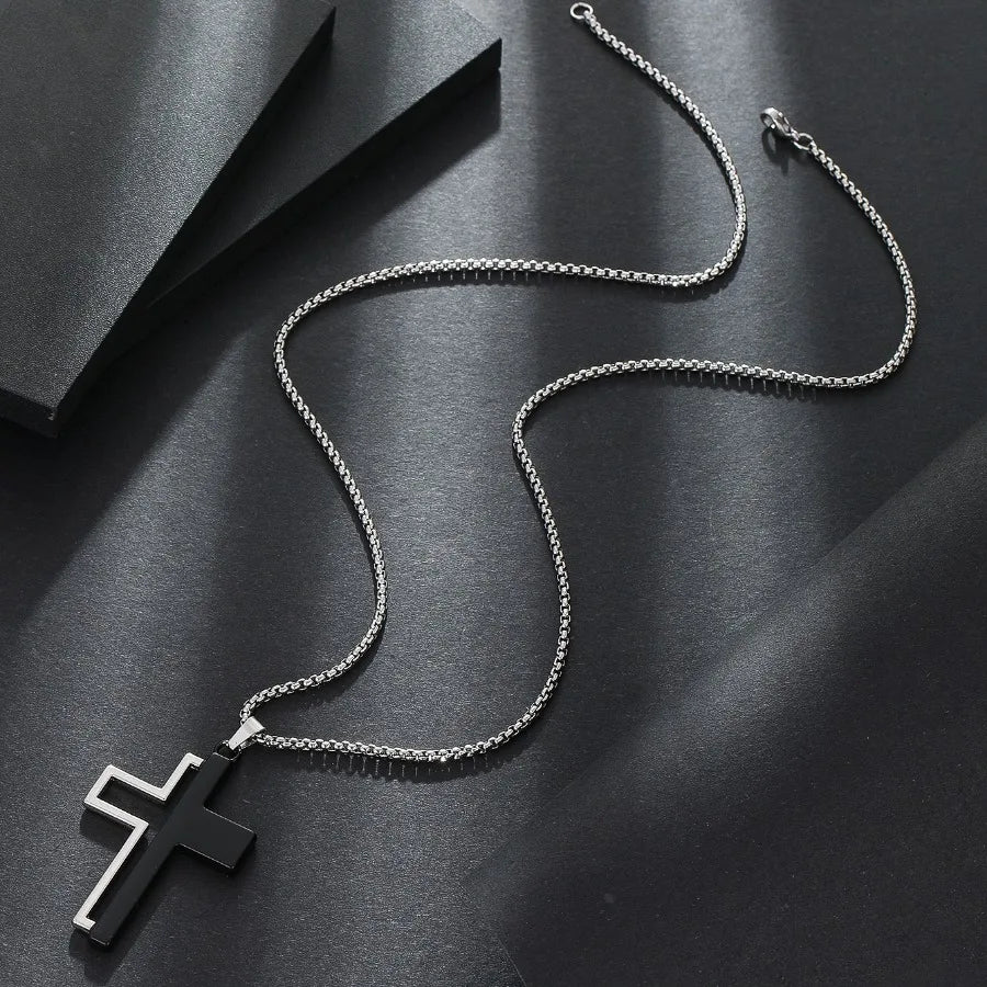 Black & White Cross Necklace