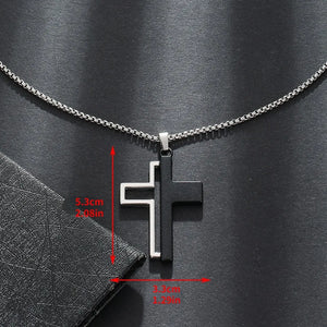 Black & White Cross Necklace – Blessed