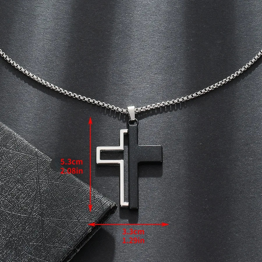 Black & White Cross Necklace