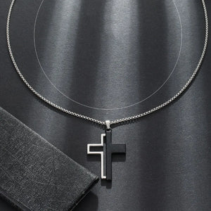 Black & White Cross Necklace – Blessed