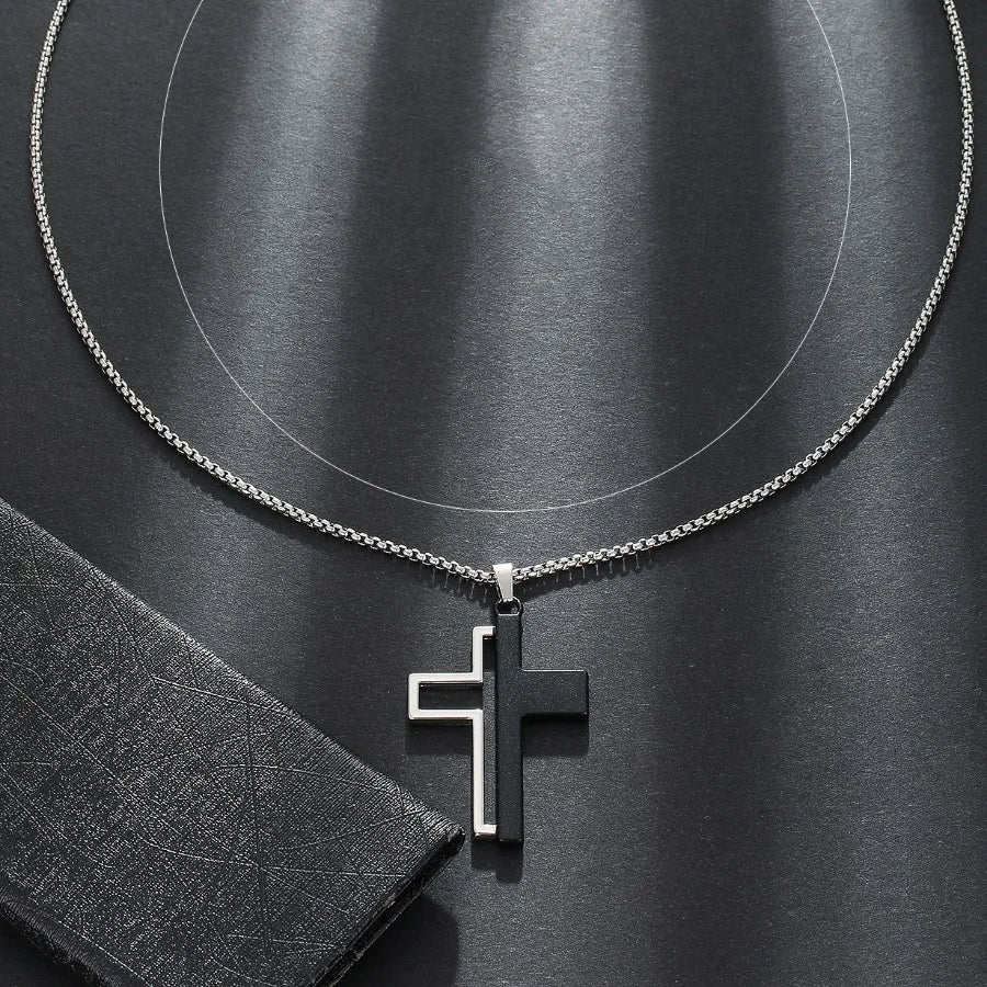 Black & White Cross Necklace