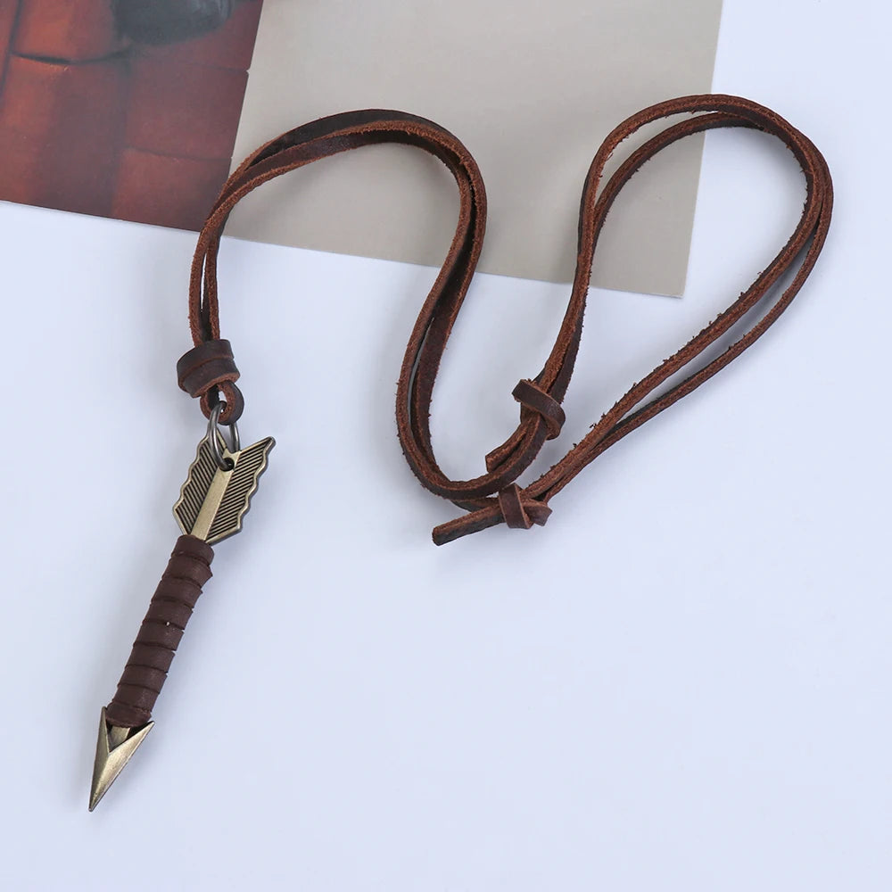 Arrow Leather Pendant Necklace