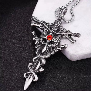 Dragon Sword Cross Pendant Necklace - Valor