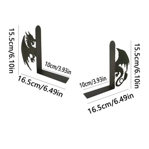 Dragon Silhouette Metal Bookends - Wisdom