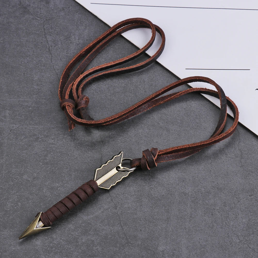 Arrow Leather Pendant Necklace