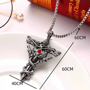 Dragon Sword Cross Pendant Necklace - Valor