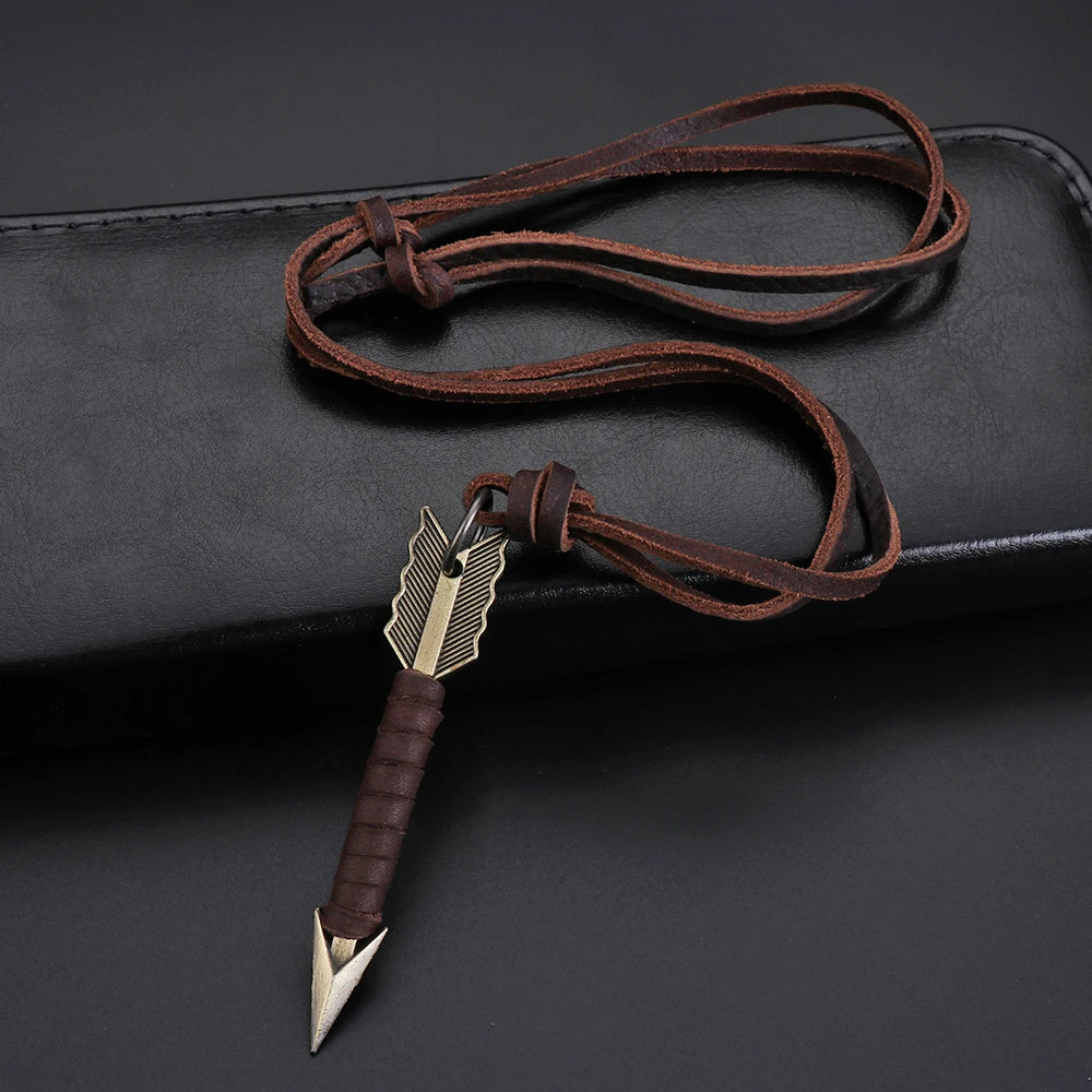 Arrow Leather Pendant Necklace