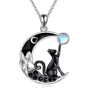 Black Cat Moon Necklace – Moonstone - My Ancient Relics
