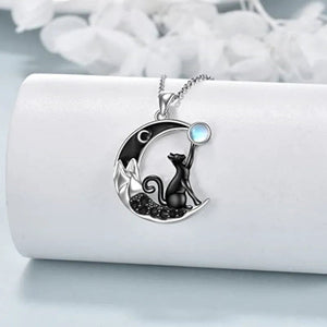 Black Cat Moon Necklace – Moonstone - My Ancient Relics