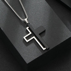 Black & White Cross Necklace – Blessed - My Ancient Relics