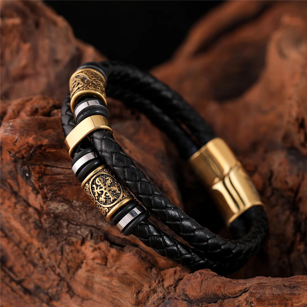 Braided Leather Norse Bracelet