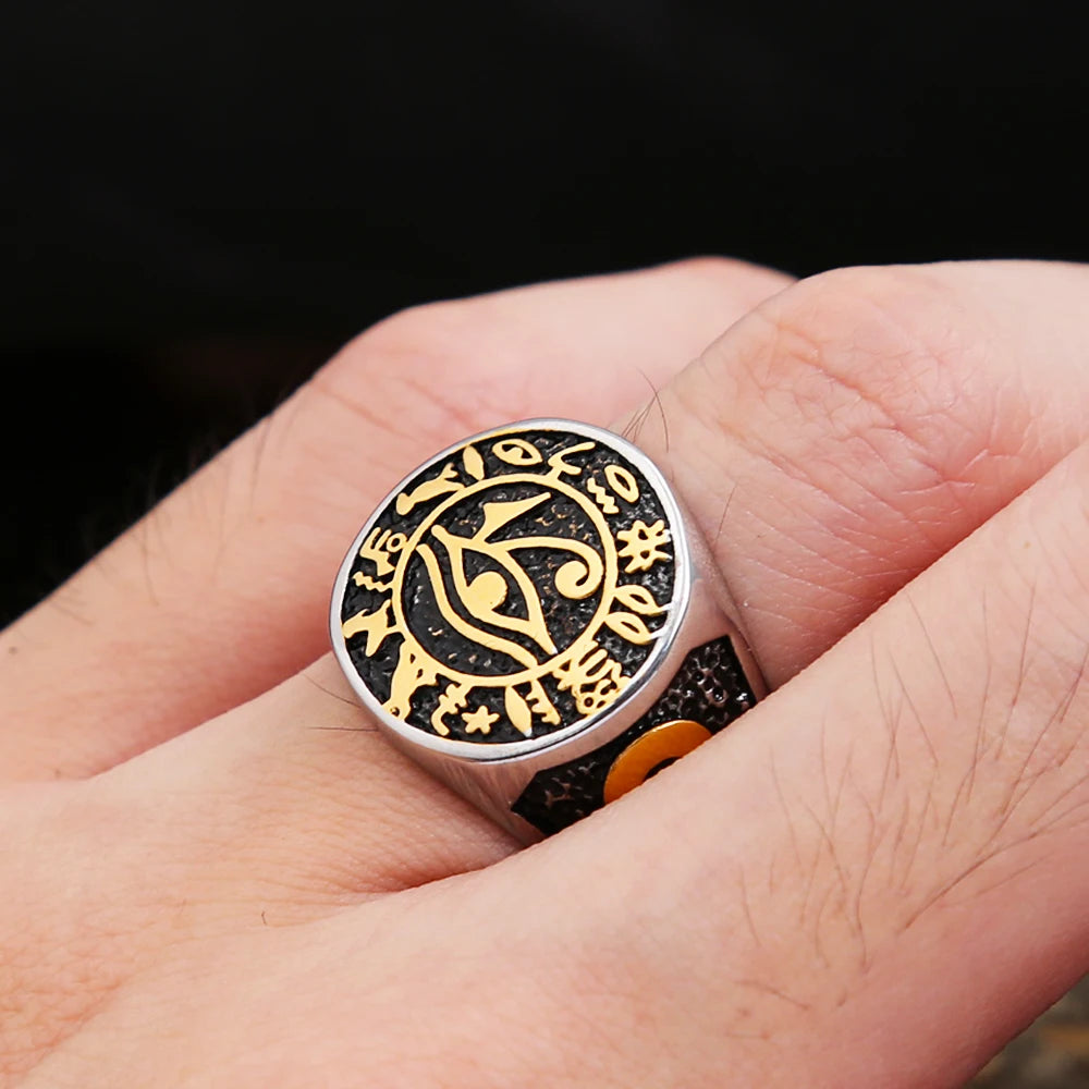 Eye Of Horus & Ankh Ring