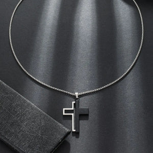 Black & White Cross Necklace – Blessed