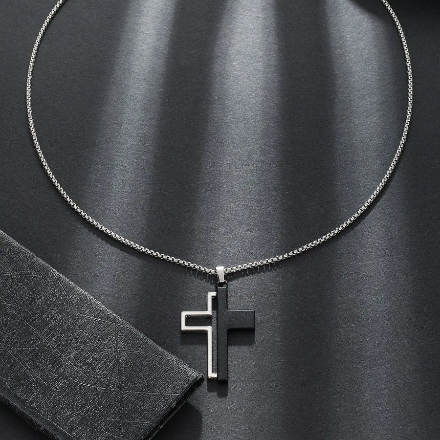 Black & White Cross Necklace