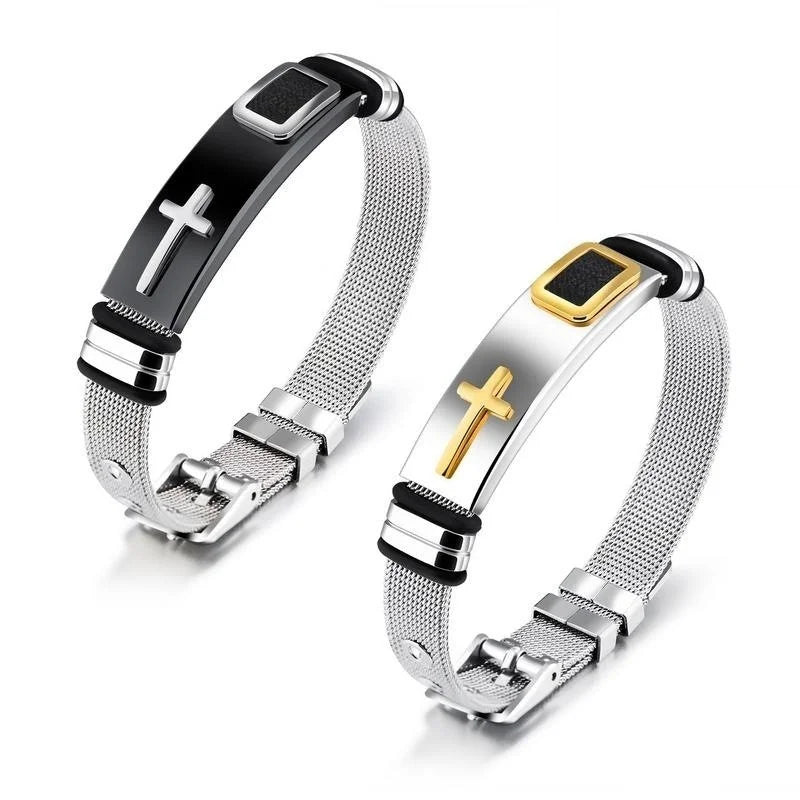 Cross Steel Belt Bracelet