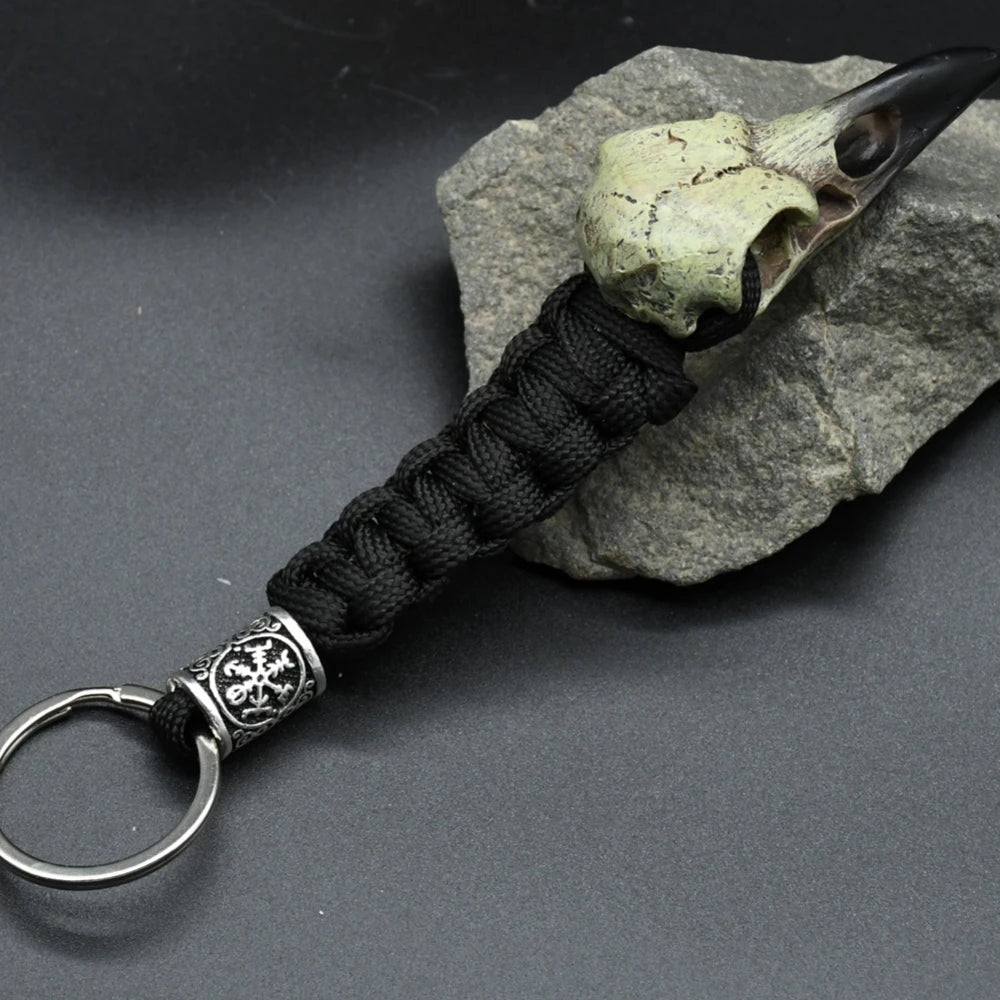 Raven Head Skull Keychain