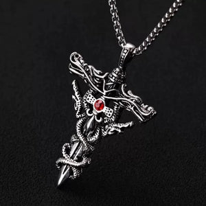 Dragon Sword Cross Pendant Necklace - Valor - My Ancient Relics
