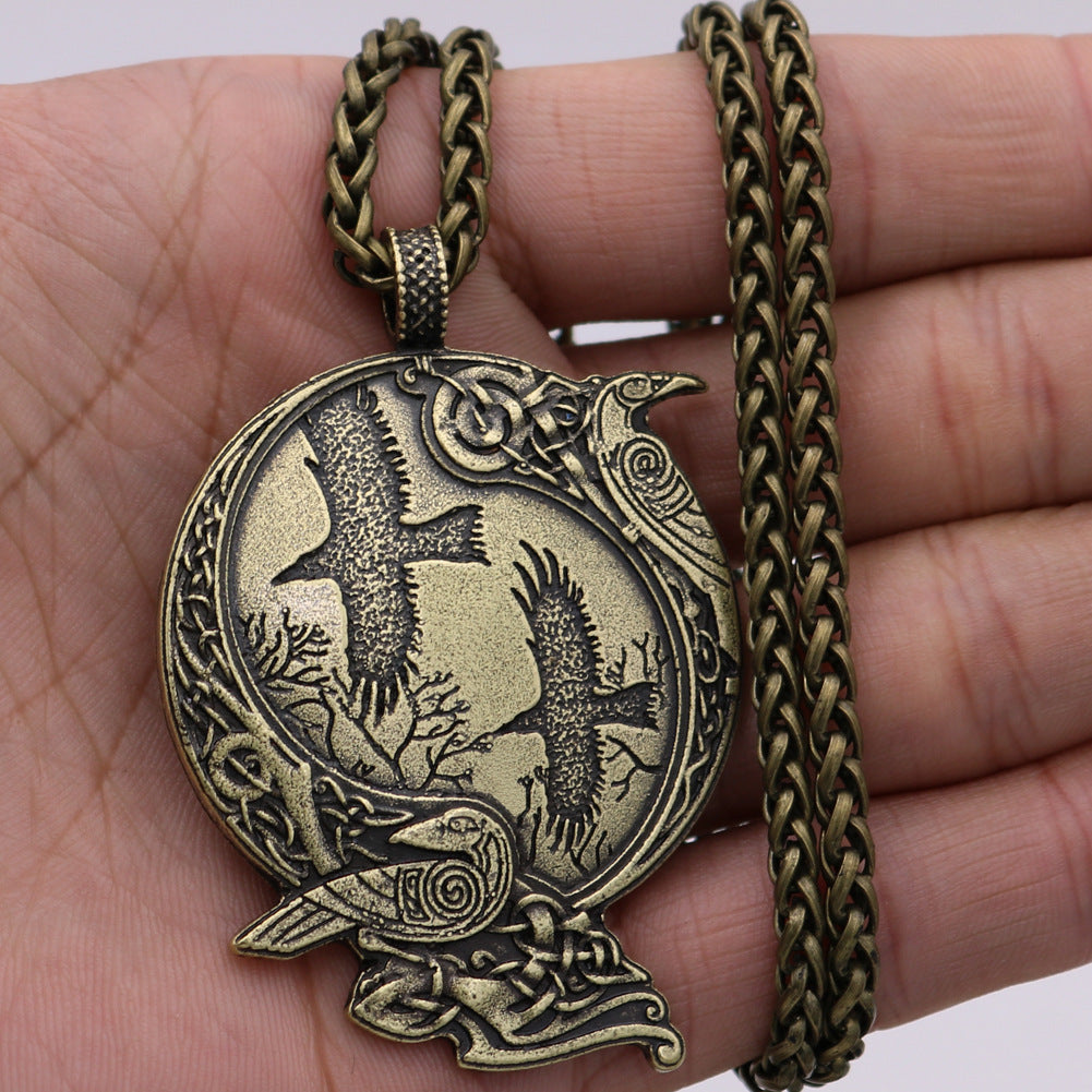 Viking Raven Metal Necklace