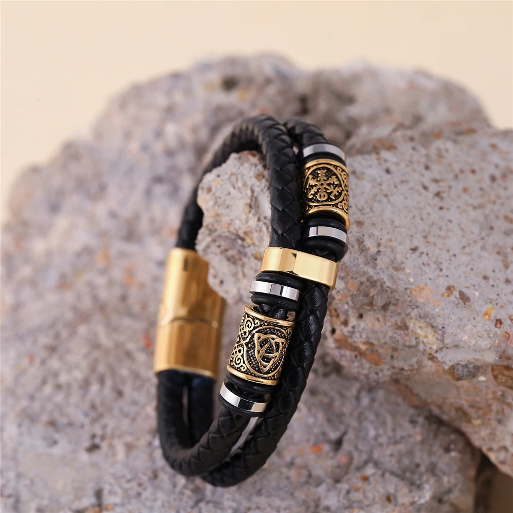 Braided Leather Norse Bracelet