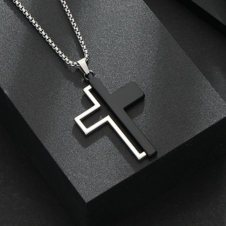 Black &amp; White Cross Necklace