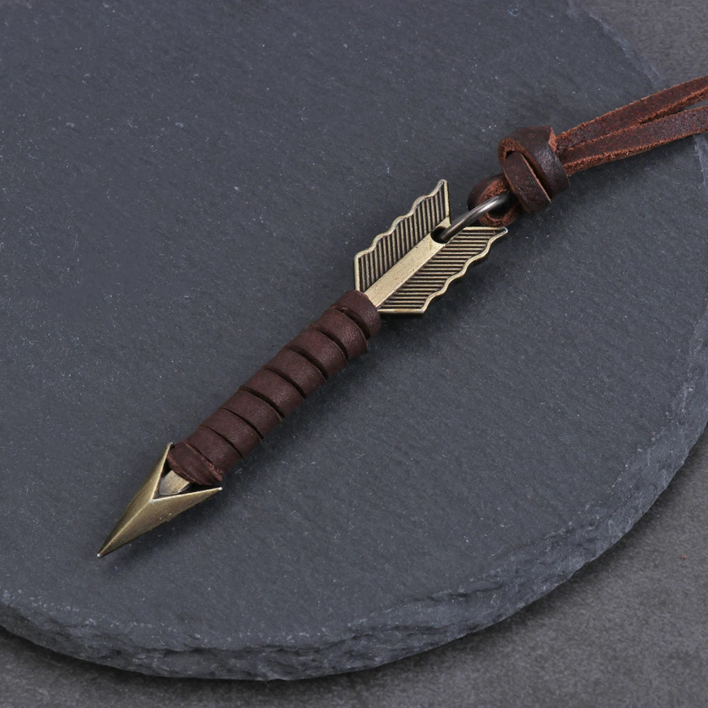 Arrow Leather Pendant Necklace