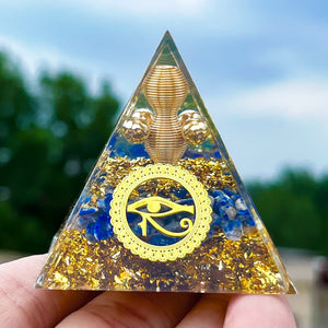 Eye of Horus Lapis Lazuli Orgone Pyramid - Protection