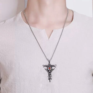 Dragon Sword Cross Pendant Necklace - Valor