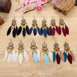 Feather Tassel Earrings – Native - My Ancient Relics