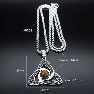 Tiger Eye Trinity Knot Viking Necklace - Strength - My Ancient Relics