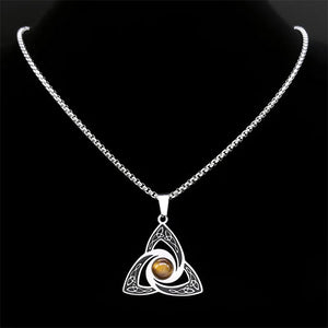 Tiger Eye Trinity Knot Viking Necklace - Strength - My Ancient Relics