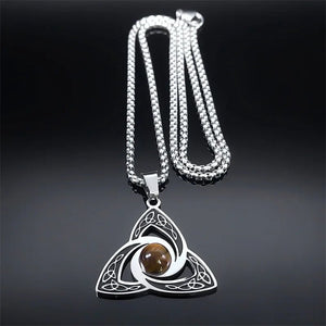 Tiger Eye Trinity Knot Viking Necklace - Strength - My Ancient Relics