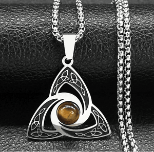 Tiger Eye Trinity Knot Viking Necklace - Strength - My Ancient Relics
