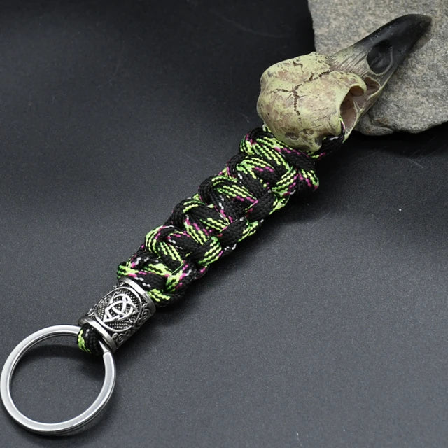 Raven Head Skull Keychain