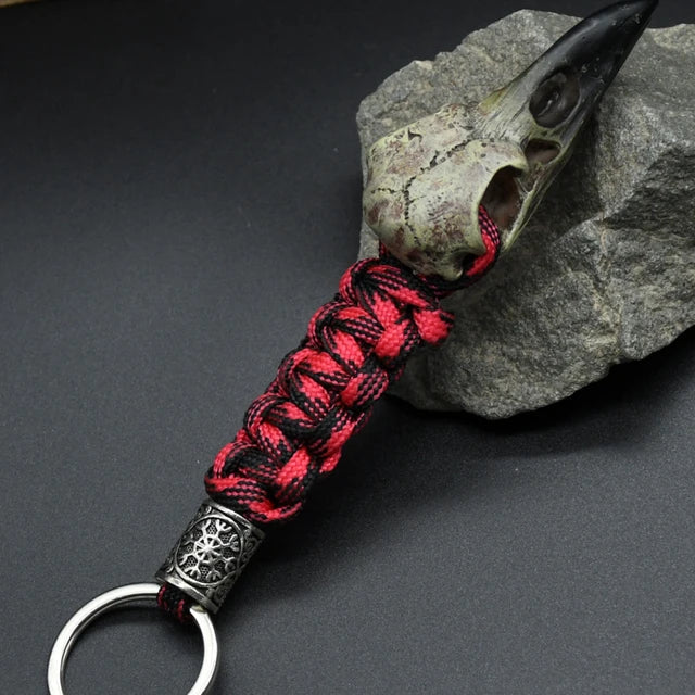 Raven Head Skull Keychain