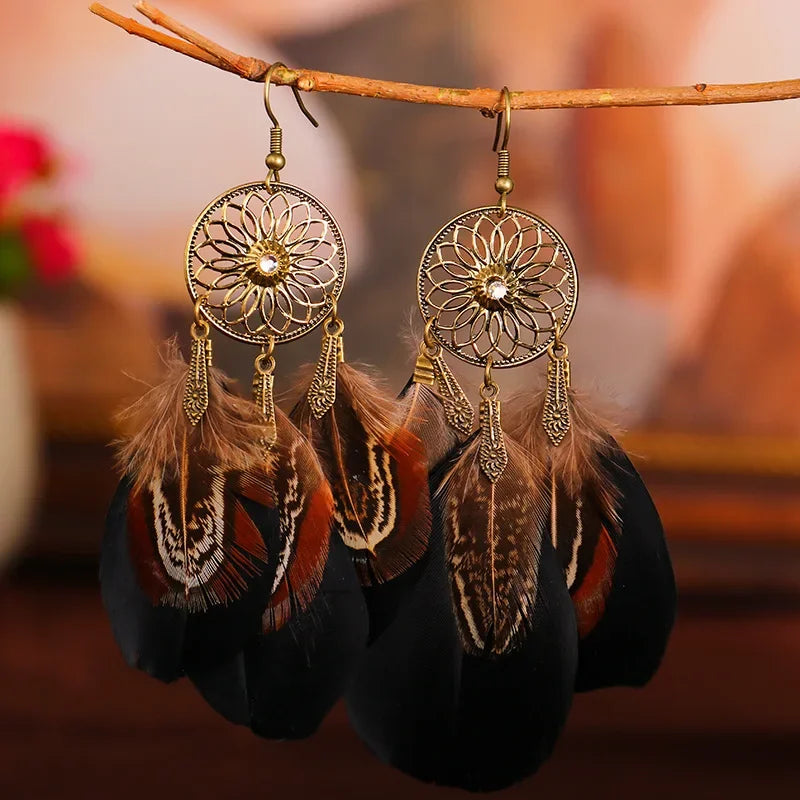 Flower &amp; Feather Earrings – Freedom