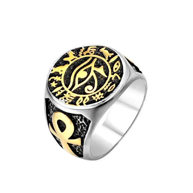 Eye Of Horus & Ankh Ring