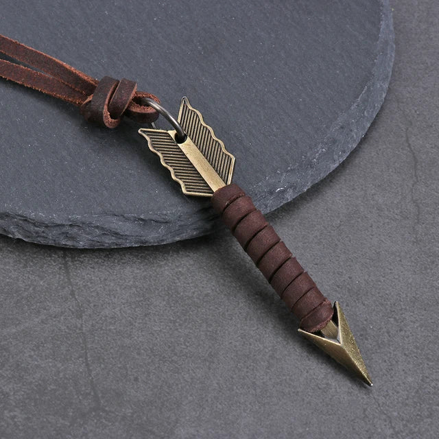 Arrow Leather Pendant Necklace