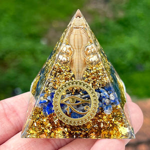 Eye of Horus Lapis Lazuli Orgone Pyramid - Protection